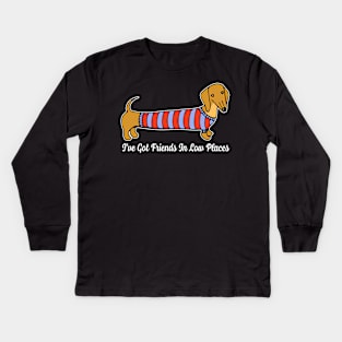 Wiener Whimsies Dachshund Dreams I've Got Friends In Low Places Kids Long Sleeve T-Shirt